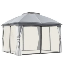 Outsunny 10' X 12' Outdoor Gazebo, Patio Gazebo Canopy Shelter W/ Double Vented Roof, Zippered Mesh Sidewalls, Solid Steel Frame -Outsunny GUEST 79fcde3b b20b 4b9e 9ec9 362166406b7c