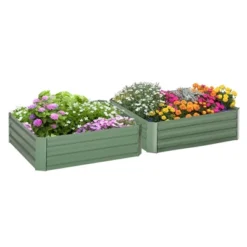 Outsunny 39'' X 39'' X 12'' Set Of 2 Raised Garden Bed, Elevated Planter Raised Bed With Galvanized Steel Frame For Growing Flowers, Herbs, Succulents -Outsunny GUEST 7b1e5343 a436 4af4 9044 b5ff14376613