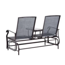 Outsunny 2-Person Outdoor Glider Bench W/ Center Table, Steel Frame For Backyard Garden Porch, Gray -Outsunny GUEST 7c172bb4 75b0 402f 9248 e7cab96327f5