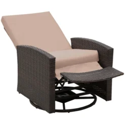 Outsunny Patio PE Rattan Wicker Recliner Chair With 360° Swivel, Soft Cushion, Lounge Chair For Patio, Garden, Backyard -Outsunny GUEST 8034a7b8 2679 4a95 aca1 93fe8480dc2b