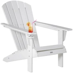 Outsunny Plastic Adirondack Chair, Outdoor Fire Pit Seating HDPE Lounger Chair With Cup Holder, High Back And Wide Seat For Patio, Backyard, Garden, Lawn -Outsunny GUEST 8309735d 96bd 4da0 82c1 8104c89eb351