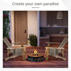 Outsunny Outdoor Adirondack Chair, Wooden Loveseat Bench, Lounger Armchair With Flat Back For Garden, Deck, Patio, Fire Pit -Outsunny GUEST 849061f2 ca8f 49e0 a070 75da1f36807d