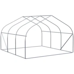 Outsunny 12' X 10' X 7' Walk-in Outdoor Tunnel Greenhouse, PE Cover, Steel Frame, Roll-Up Zipper Door & 6 Windows For Tropical Plants, White -Outsunny GUEST 84b8208c df2a 4749 a5f4 716d33423c43
