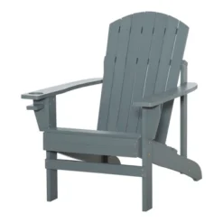 Outsunny Oversized Adirondack Chair, Outdoor Fire Pit And Porch Seating, Classic Log Lounge W/ Built-in Cupholder For Patio, Garden, Lawn, Dark Gray -Outsunny GUEST 86059a94 1bdc 4d9d b34b 6ed89a34c3c4