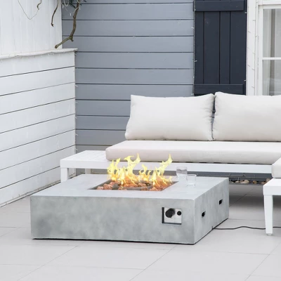 Outsunny Outdoor Propane Fire Pit Table Faux Grey Ledge Stone 42-inch Square Fire Table, 50,000BTU Auto Ignition Gas Firepits With Protective Cover 1 Outsunny Outdoor Propane Fire Pit Table Faux Grey Ledge Stone 42-inch Square Fire Table, 50,000BTU Auto Ignition Gas Firepits With Protective Cover