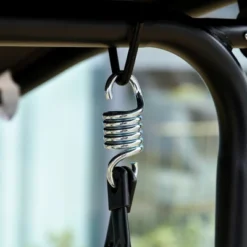 Outsunny Patio Swing Chair With Canopy, Seats 2 Adults Loveseat Bench With Canopy, Armrests, A-Frame Steel, Breathable Mesh, Black -Outsunny GUEST 871837e2 4b90 41ed 990d c9e4ee0d5943