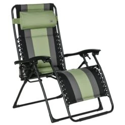 Outsunny XL Oversize Zero Gravity Recliner, Padded Patio Lounger Chair, Folding Chair With Adjustable Backrest, Cup Holder And Headrest For Backyard, Poolside, Lawn -Outsunny GUEST 883f3118 24cc 422e 9c38 ee274e2fa432