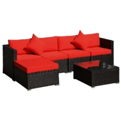Outsunny 6 Pieces Outdoor PE Rattan Sofa Set, Sectional Conversation Wicker Patio Couch Furniture Set With Cushions And Coffee Table -Outsunny GUEST 89f46c4a 57c4 4775 b3ec 20db030b26c7