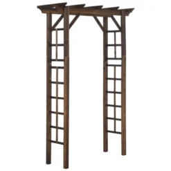 Outsunny 7' Wood Steel Outdoor Garden Arched Trellis Arbor With Natural Fir Wood & Side Panel For Climbing Vine -Outsunny GUEST 8ac79f18 61be 470d 88ba 92630159b8ed