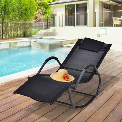 Outsunny Rocking Chair, Zero Gravity Patio Chaise Sun Lounger, Outdoor Rocker, Glider Lounge Chair, UV Water Resistant With Pillow, For Lawn, Garden Or Pool 1 Outsunny Rocking Chair, Zero Gravity Patio Chaise Sun Lounger, Outdoor Rocker, Glider Lounge Chair, UV Water Resistant With Pillow, For Lawn, Garden Or Pool