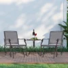 Outsunny 3 Pcs Outdoor Gliders Set Bistro Set With Glass Top Table For Patio, Garden, Backyard, Lawn, Gray