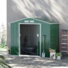 Outsunny 7' X 4' Steel Storage Shed Organizer, Garden Tool House With 4 Vents And 2 Easy Sliding Doors For Backyard, Patio, Garage, Lawn, Green