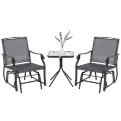 Outsunny 3 Pcs Outdoor Gliders Set Bistro Set With Glass Top Table For Patio, Garden, Backyard, Lawn, Gray 7 Outsunny 3 Pcs Outdoor Gliders Set Bistro Set With Glass Top Table For Patio, Garden, Backyard, Lawn, Gray -Outsunny GUEST 8dc63d14 699d 4c73 bcfc ccdaf6574ccb