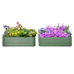 Outsunny 39'' X 39'' X 12'' Set Of 2 Raised Garden Bed, Elevated Planter Raised Bed With Galvanized Steel Frame For Growing Flowers, Herbs, Succulents -Outsunny GUEST 8e5d146d 2453 43b2 afeb 005d04501355