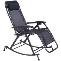 Outsunny Zero Gravity Reclining Rocking Chair, Lounge Rocker, Folding, Pillow, Side Tray, Cup And Phone Holder -Outsunny GUEST 8fa27118 2b85 41e1 b853 f5706f259306