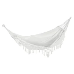 Outsunny Extra Large Boho Hammock With Macrame Tassel Fringe, Includes Carrying Bag, Indoor Outdoor Tree Hammock For Porch, Backyard, Camping, White -Outsunny GUEST 8fd80260 34aa 4f03 b506 9c2db9e63942