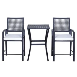 Outsunny 3PCS Patio Bar Set With Soft Cushion, Rattan Wicker Outdoor Furniture Set For Backyards, Lawn, Deck, Poolside -Outsunny GUEST 8ff5112e b207 441d 9665 93d4cb8f0473
