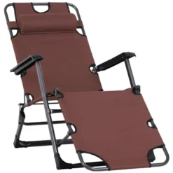 Outsunny 2-in-1 Folding Patio Lounge Chair W/ Pillow, Outdoor Portable Sun Lounger Reclining To 120°/180°, Oxford Fabric -Outsunny GUEST 92f63476 c992 4595 a3e3 73ea37d851dc