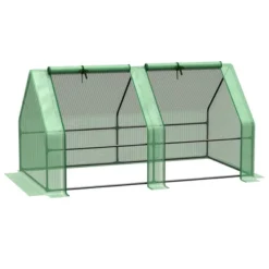 Outsunny 6' X 3' X 3' Portable Mini Greenhouse Outdoor Garden With Large Zipper Doors And Water/UV PE Cover, Green -Outsunny GUEST 93557fa7 6a77 4e84 a42d ed3523e0e986