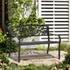 Outsunny 50" Blossoming Pattern Garden Decorative Patio Park Bench With Beautiful Floral Design & Relaxing Comfortable Build