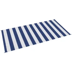 Outsunny RV Mat, Outdoor Patio Rug / Large Camping Carpet With Carrying Bag, 9' X 18', Waterproof Plastic Straw, Reversible, Blue & White Striped -Outsunny GUEST 936732ae c912 4dfb bef9 434b9958c92b