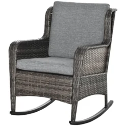 Outsunny Patio Wicker Rocking Chair, Outdoor PE Rattan Swing Chair W/ Soft Cushions, Classic Style For Garden, Patio, Lawn -Outsunny GUEST 94105a77 33fb 4cb1 9380 84099b5daafd