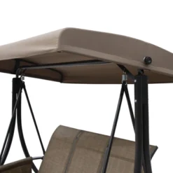 Outsunny 3 Person Patio Swing Porch Swing Outdoor Swing Chair With High Back Design, Side Pouches And Adjustable Canopy, Brown -Outsunny GUEST 9528dfb5 8765 4fb7 a28d 038eaf748449