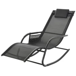 Outsunny Outdoor Rocking Recliner, Sling Sun Lounger With Removable Headrest And Side Pocket For Garden, Patio And Dec -Outsunny GUEST 955b3d5c 787f 4f5b 8303 6f875887f10d