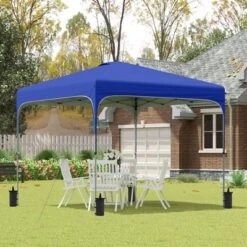 Outsunny 8' X 8' Pop Up Canopy, Foldable Gazebo Tent With Carry Bag With Wheels And 4 Leg Weight Bags For Outdoor Garden Patio Party