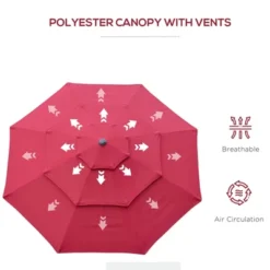 Outsunny 9FT 3 Tiers Patio Umbrella Outdoor Market Umbrella With Crank, Push Button Tilt For Deck, Backyard And Lawn -Outsunny GUEST 9990ae31 d4fe 4834 b123 8244053244e8