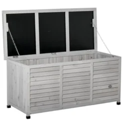Outsunny 75 Gallon Wooden Deck Box, Outdoor Storage Container With Aerating Gap & Weather-Fighting Finish -Outsunny GUEST 9a2267fe 926e 41b0 8d51 3f3fe51629cf