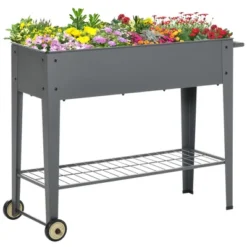 Outsunny 41" X 15" X 32" Raised Garden Bed Elevated With 2 Wheels, Bottom Shelf For Storing Tools, & Water Drainage Hole -Outsunny GUEST 9b49ea30 0a48 44c8 ae61 7a3528b46ea1