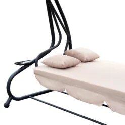 Outsunny 3 Seat Outdoor Free Standing Swing Bench Porch Swing With Stand, Comfortable Cushioned Fabric & Included Canopy -Outsunny GUEST 9ce8db73 374f 47c6 9ec1 8207d73b263b