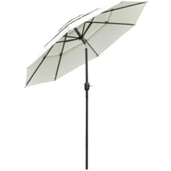 Outsunny 9FT 3 Tiers Patio Umbrella Outdoor Market Umbrella With Crank, Push Button Tilt For Deck, Backyard And Lawn -Outsunny GUEST 9dd9c785 fa34 4eb0 9c6b 167d14561f27