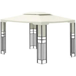 Outsunny 13' X 10' Patio Gazebo Outdoor Canopy Shelter With Double Vented Roof, Storage Shelves, Steel Frame For Lawn, Backyard And Deck -Outsunny GUEST 9f98145e 2143 4b5b bf8e fb63863ee27c