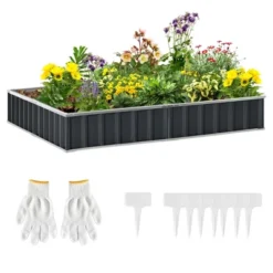 Outsunny 8.5x3ft Metal Raised Garden Bed, DIY Large Steel Planter Box, No Bottom W/ A Pairs Of Glove For Backyard, Patio To Grow Vegetables, Herbs, And Flowers -Outsunny GUEST a0ff8374 2a11 4ad0 a8dc 8d4be0a96b72