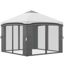 Outsunny 10' X 10' Pop Up Canopy With Nettings, Foldable Party Tent With Wheeled Carry Bag And 4 Sand Bags -Outsunny GUEST a1027af6 aec6 4329 8a72 73a6ae9d3334