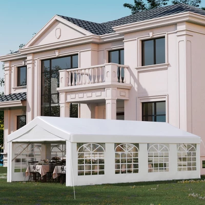 Outsunny 13' X 26' Event Tent & Party Pavilion, Removable Sidewalls, Zipper Doors, Extra Large Steel Frame, Stylish Windows, Wedding White 1 Outsunny 13' X 26' Event Tent & Party Pavilion, Removable Sidewalls, Zipper Doors, Extra Large Steel Frame, Stylish Windows, Wedding White