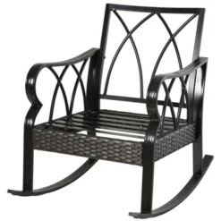 Outsunny Outdoor Wicker Rocking Chair With Padded Cushions, Aluminum Furniture Rattan Porch Rocker Chair W/ Armrest For Garden, Patio, And Backyard -Outsunny GUEST a21de069 5151 4dfc a97e 657e2ea906fb