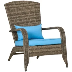 Outsunny Patio Adirondack Chair With All-Weather Rattan Wicker, Soft Cushions, Tall Curved Backrest For Deck Or Garden -Outsunny GUEST a34108af 0227 48c3 b093 b2149a7f571f