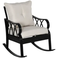 Outsunny Outdoor Wicker Rocking Chair With Padded Cushions, Aluminum Furniture Rattan Porch Rocker Chair W/ Armrest For Garden, Patio, And Backyard -Outsunny GUEST a3fbc27b f0ea 4570 a431 a0097d06cac2