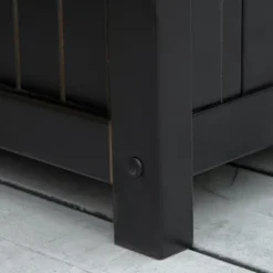 Outsunny Outdoor Wooden Storage Bench Deck Box, Wood Patio Furniture, 43 Gallon Pool Storage Bin Container With Cloth, Backrest, Armrests, Star, Black -Outsunny GUEST a5bb7db3 9267 4184 878f fb28d082b45c