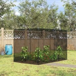 Outsunny 5 Outsunny 10 X 6.5ft Crop Cages For Garden, Plant Protectors From Animals, With Two Zippered Doors, Storage Bag And 6 Ground Stakes, Black