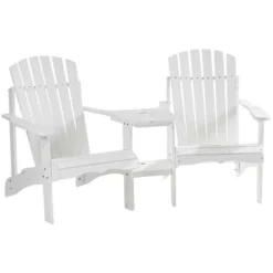 Outsunny Set Of 3 Wooden Adirondack Chairs, Outdoor Double Seat With Center Table And Umbrella Hole For Patio, Backyard, Deck, Fire Pit -Outsunny GUEST a6fbced8 3f5a 477e 94c5 2d57109afec1