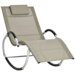 Outsunny Rocking Chair, Zero Gravity Patio Chaise Garden Sun Lounger, Outdoor Reclining Rocker Lounge Chair With Detachable Pillow For Lawn, Patio Or Pool -Outsunny GUEST a77953cf 30d2 4ab5 9fe9 3544e86c0d6a