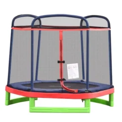 Outsunny 7 Foot Kids Trampoline, Durable Bouncer Spring Gym Toy With Safety Net Enclosure, Padded Cover, Fun Exercise Activity For Children -Outsunny GUEST ac3185ef 0f21 49ec bc87 7b673d29eeeb