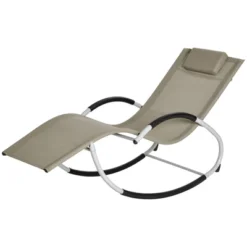 Outsunny Rocking Chair, Zero Gravity Patio Chaise Garden Sun Lounger, Outdoor Reclining Rocker Lounge Chair With Detachable Pillow For Lawn, Patio Or Pool -Outsunny GUEST ad4ebb21 75fc 484f 8151 c679f7d3fc99