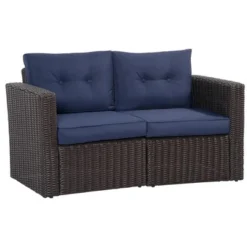 Outsunny 2 Piece Patio Wicker Corner Sofa Set, Outdoor PE Rattan Furniture, With Curved Armrests And Padded Cushions For Balcony, Garden, Or Lawn, Lawn -Outsunny GUEST aec5a3eb 031d 4c3f 8210 4975628590c4