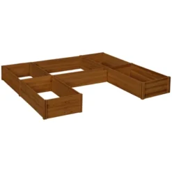 Outsunny 7.5x7.5ft Pack Of 5 Raised Garden Bed, Large Wooden Planters For Outdoor Plants, Vegetables, Flowers, Herbs, Easy Assembly, Brown -Outsunny GUEST b0e6e650 b12d 455f ac4b 9a3de832fdc9