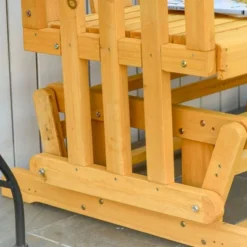 Outsunny Wooden Patio Glider Bench, Wood Outdoor Loveseat With High Back And Armrests, 2-Seat -Outsunny GUEST b0f58a73 a400 46ca 934a 038146e7179a